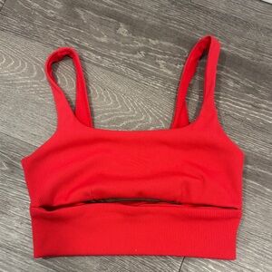 ALO Yoga Vibrant Red Ribbed Sports Bra